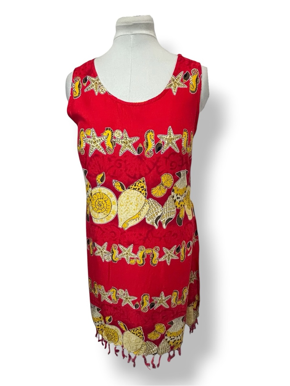 Shoreline Women’s Sleeveless Lightweight Tassel Hem Coverup Dress, size M